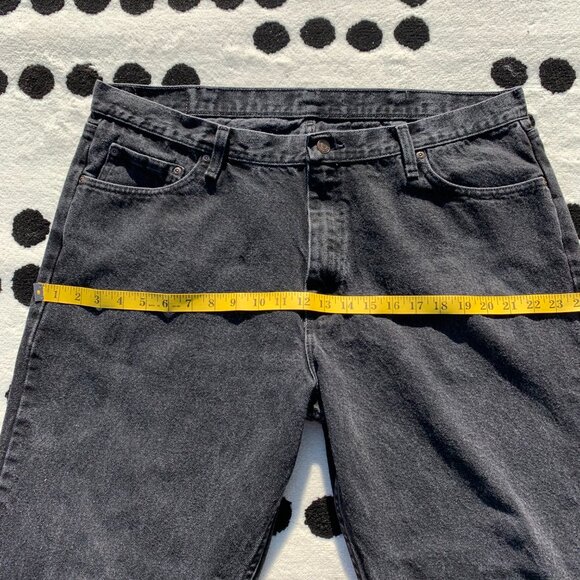 Wrangler Washed Faded Black Denim Straight Leg Dark Wash Classic Relaxed Fit Jea - Picture 8 of 13